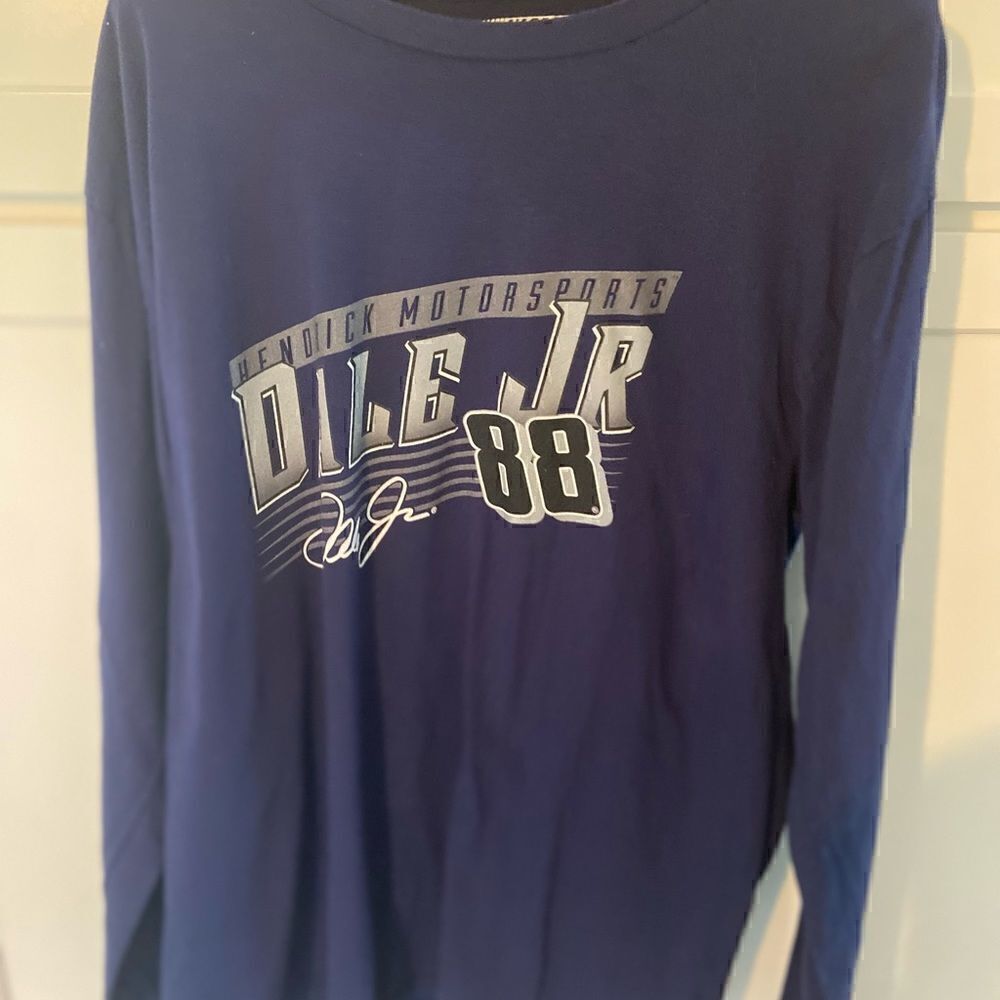 Dale Jr 88 NASCAR Fanatics Large Hendrix Motor Sport Long Sleeve T shirt Blue